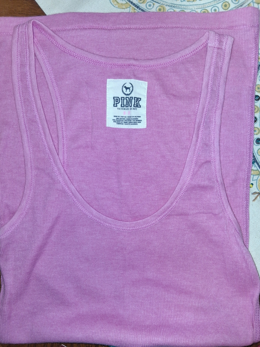 PINK Victoria's Secret Scoop Neck Ribbed Tank - Pink